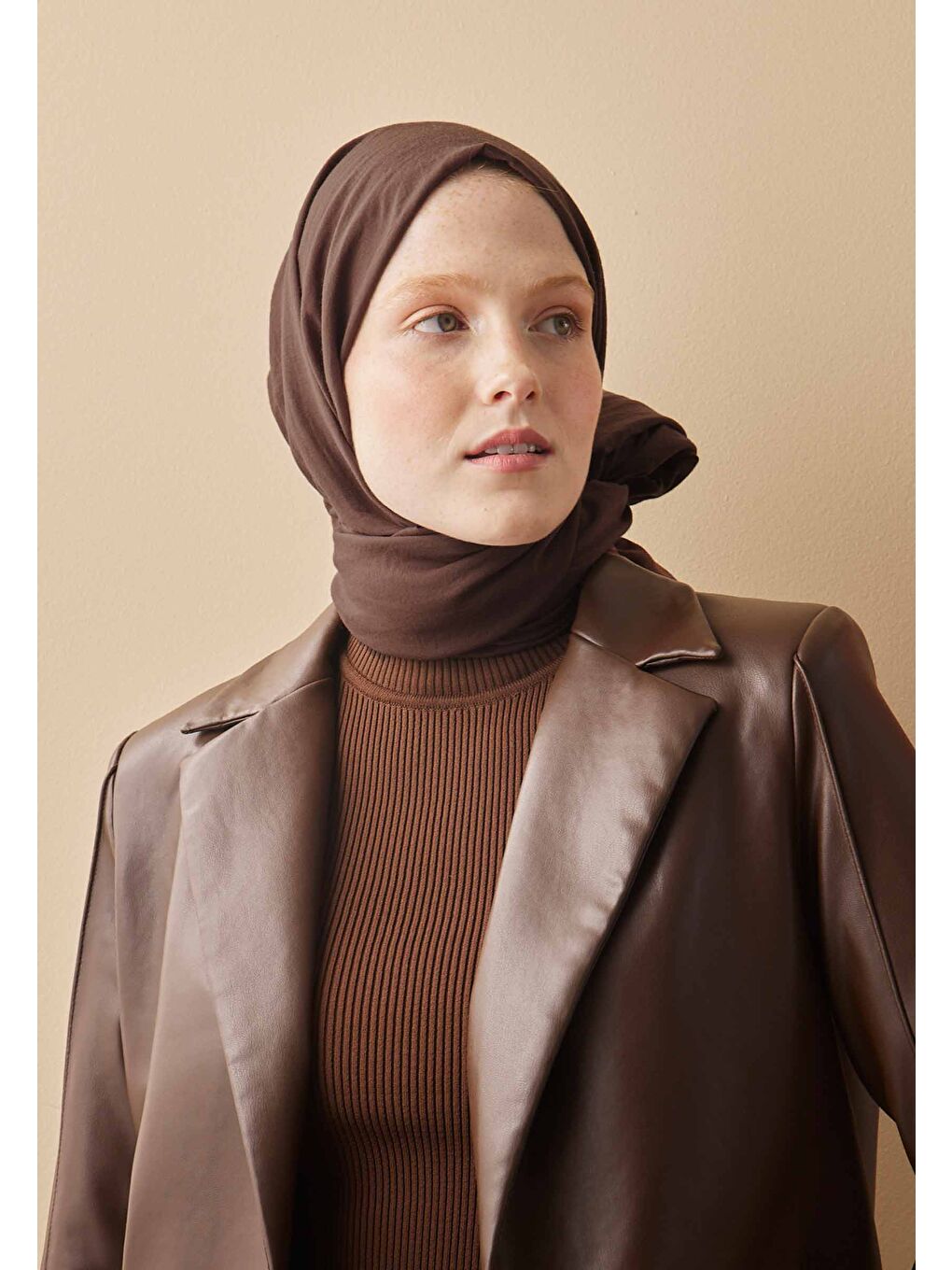 Kahverengi Pamuk Crash Şal Ağaç Kabuğu-2