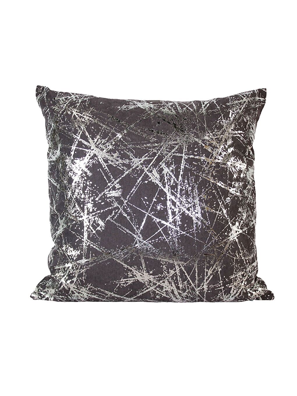 Antrasit Gümüş Varak Desenli Kırlent Kılıfı Dekoratif Yumuşak Salon Koltuk-1