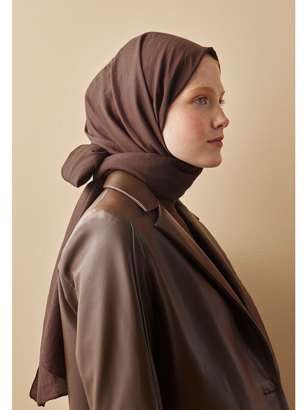 Kahverengi Pamuk Crash Şal Ağaç Kabuğu-3