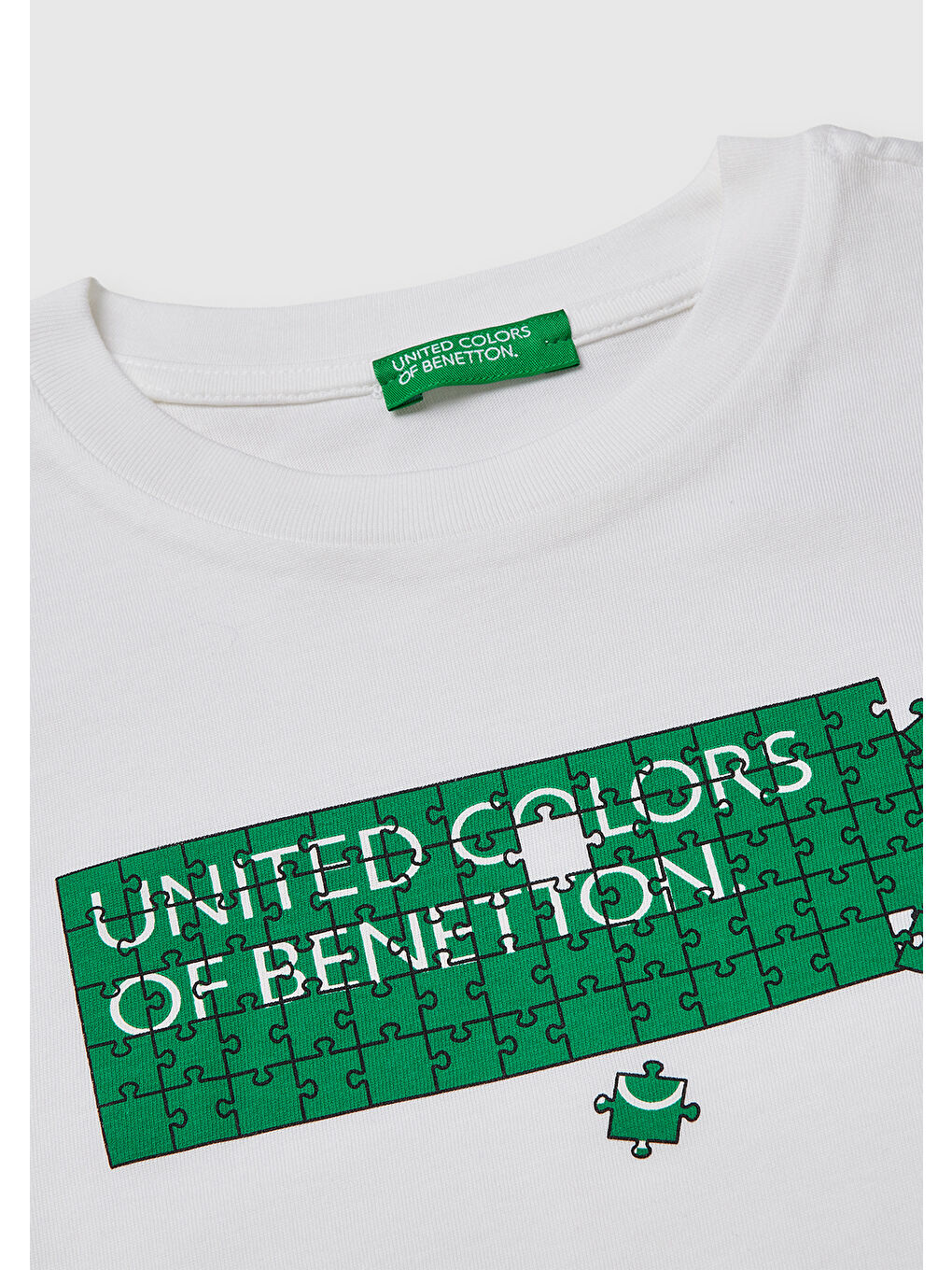 Erkek Çocuk Beyaz Önü Logo Baskılı Bisiklet Yaka T-Shirt-2
