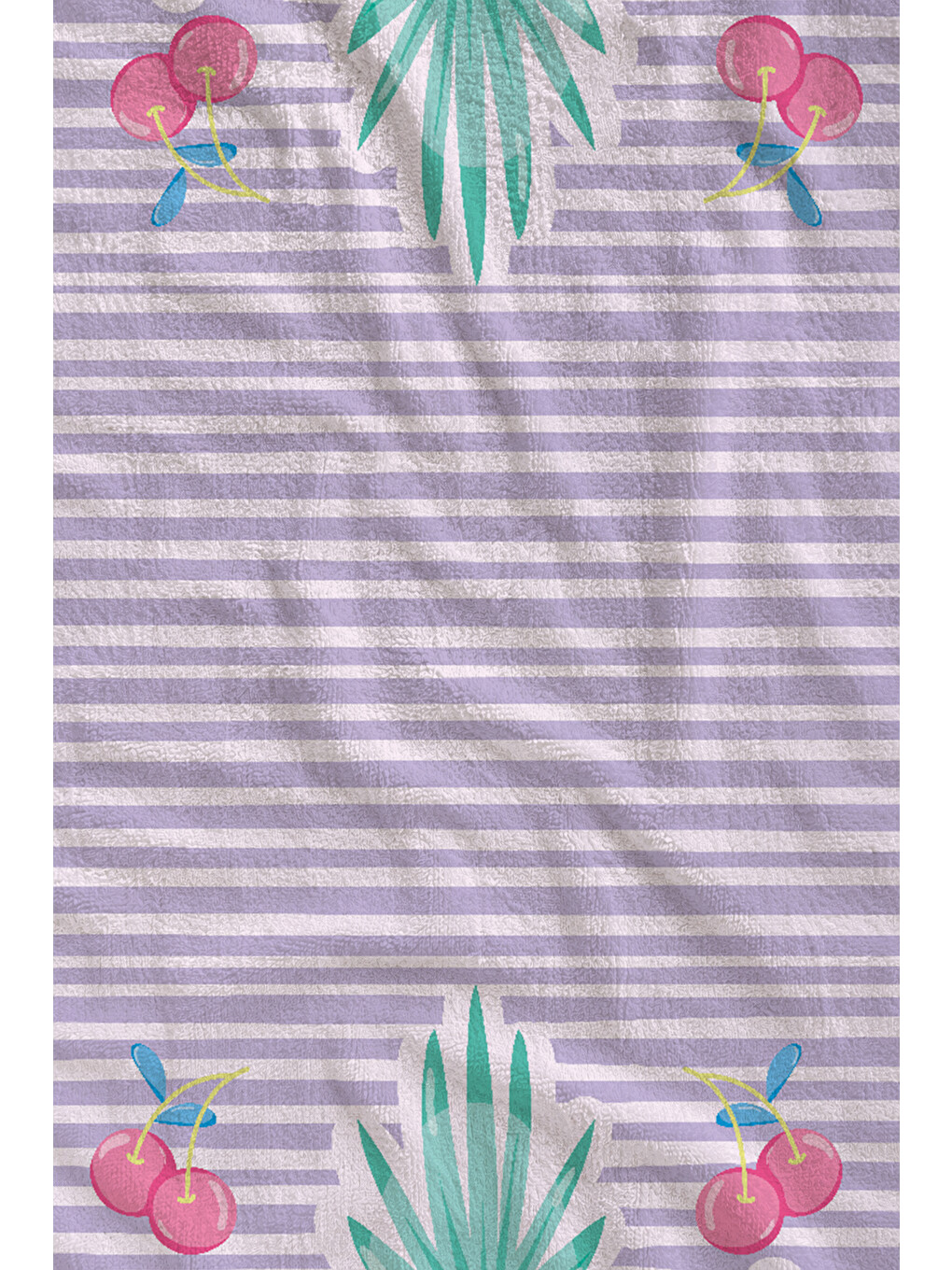 Pembe Pastel Çizgili Tropikal Yaprak Bordürlü Desenli 70x150 Cm Dijital Baskılı Plaj Ve Banyo Havlusu-1