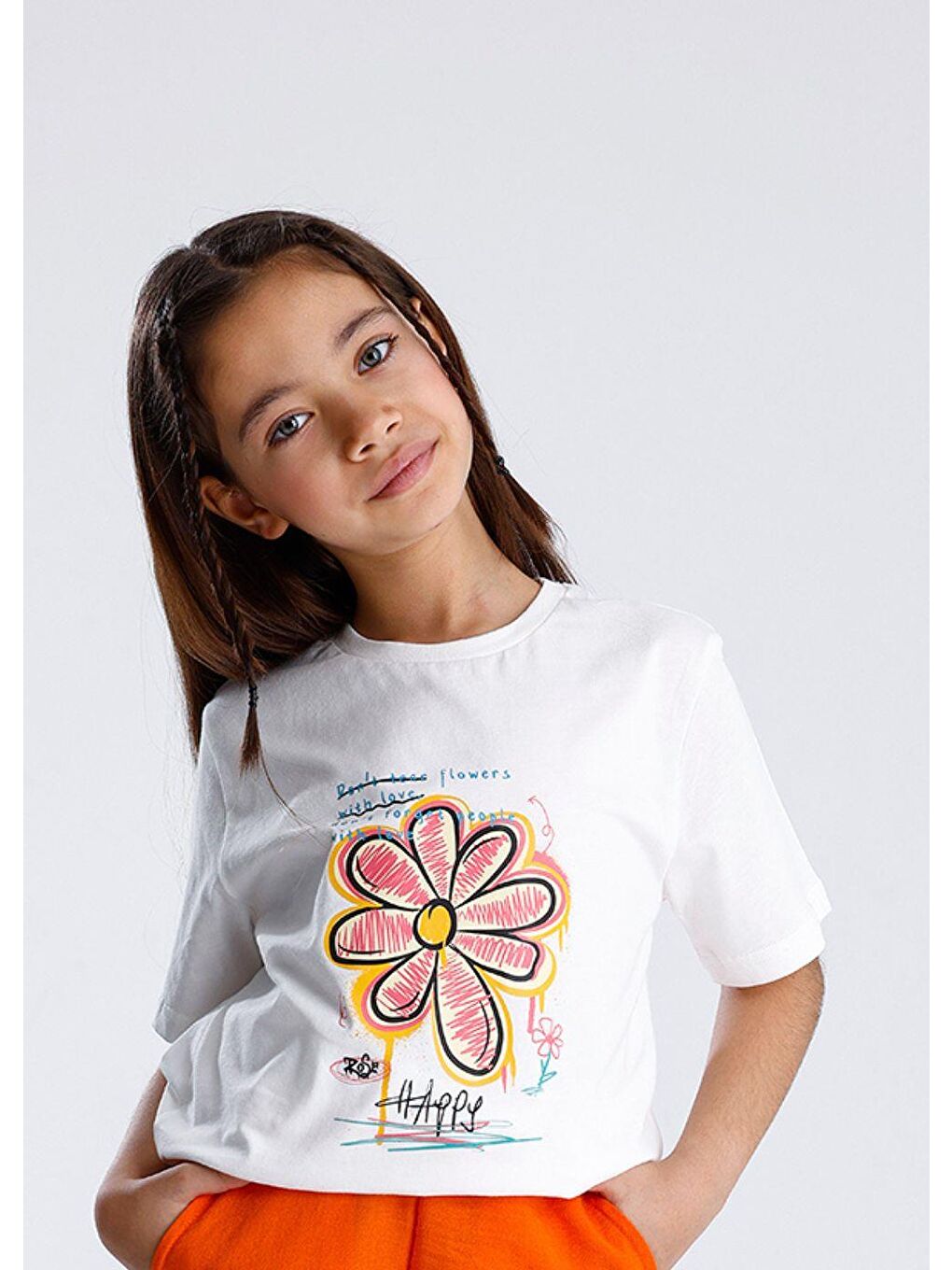 Turuncu Basic Baskılı T-Shirt-4