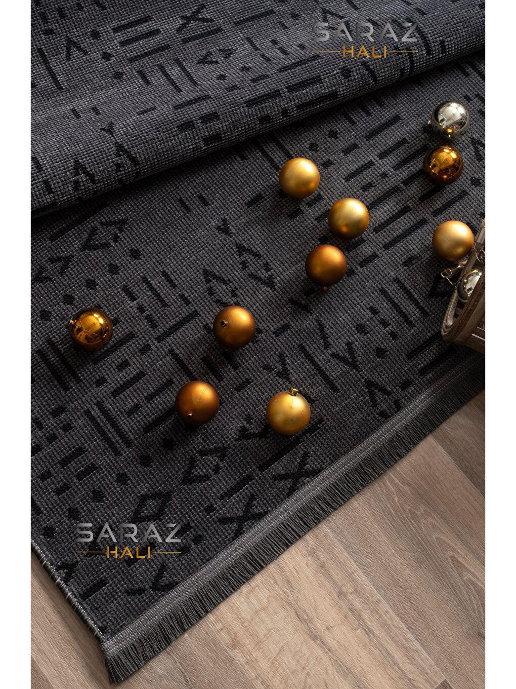 İskandinav Saçaklı Kaymaz Kilim Antrasit  80x150-1