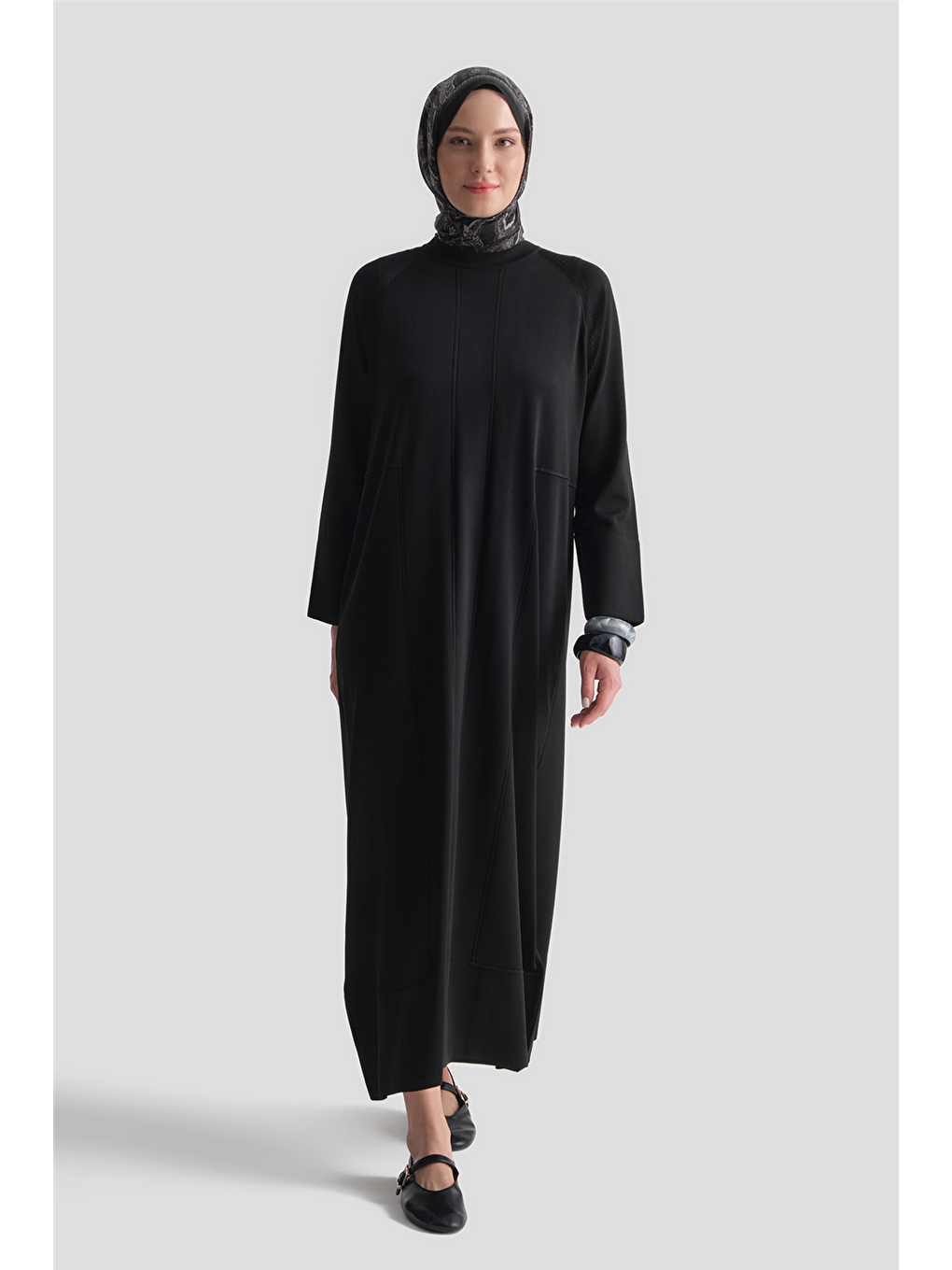 Basic Triko Elbise Siyah-2