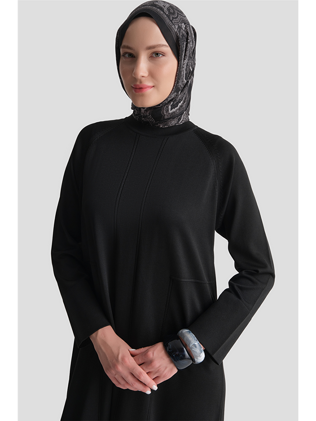 Basic Triko Elbise Siyah-3