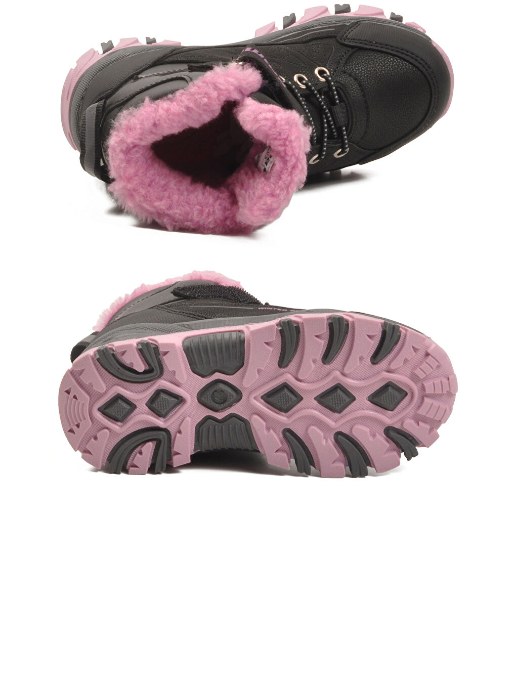 Siyah Pembe Kürklü Kaymaz Cırtlı Kız Çocuk Bot 2082 P-4