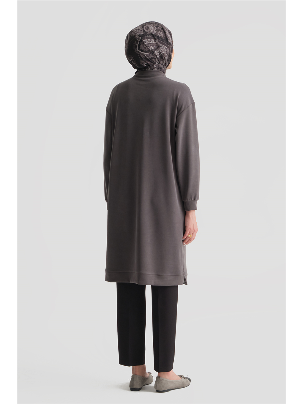 Modal Karışımlı Basic Tunik Antrasit-4