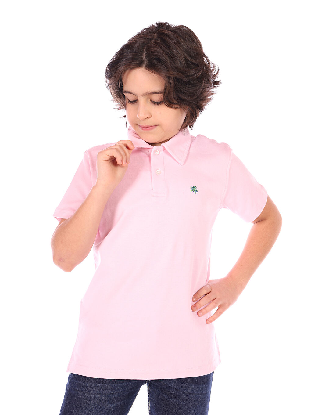 Pembe Erkek Çocuk Polo Yaka Tişört