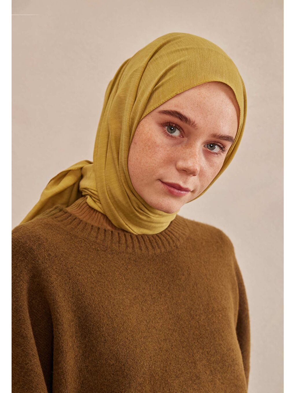 Sarı Cozy Pamuk Şal Sahra-3