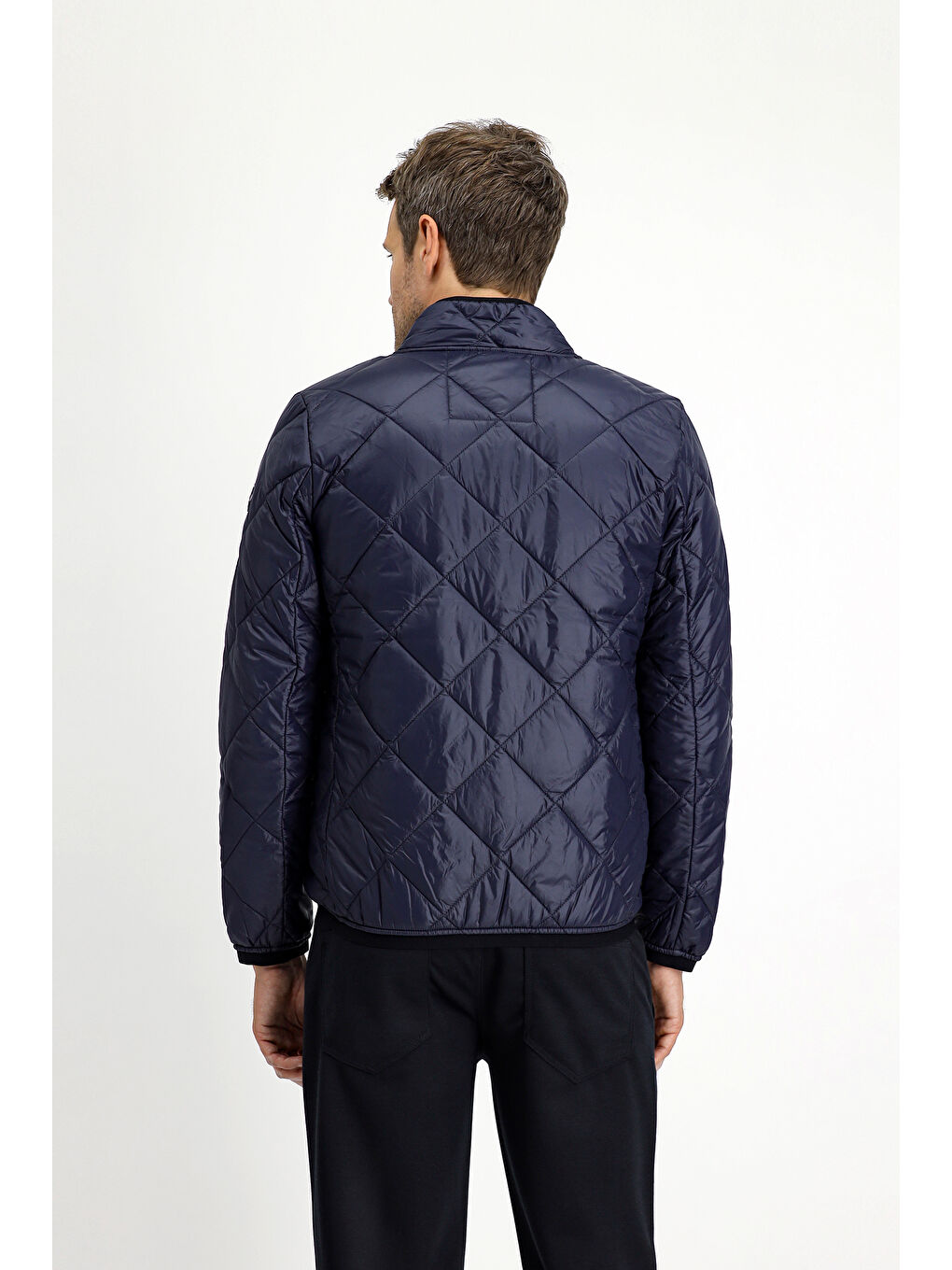 Lacivert Kapitone Spor Şişme Mont-4