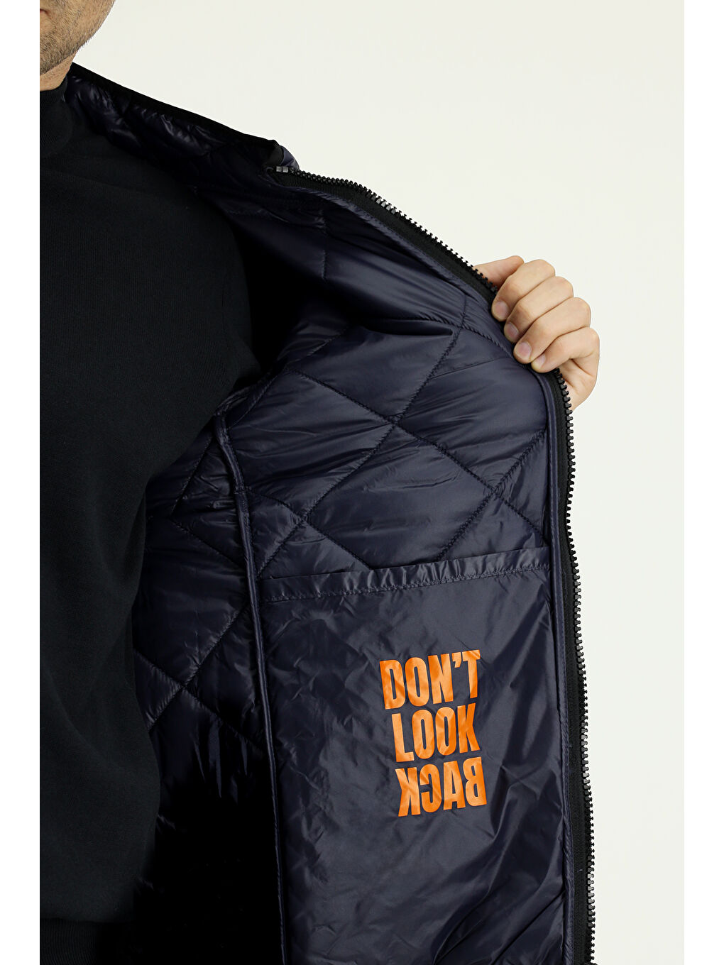 Lacivert Kapitone Spor Şişme Mont-5