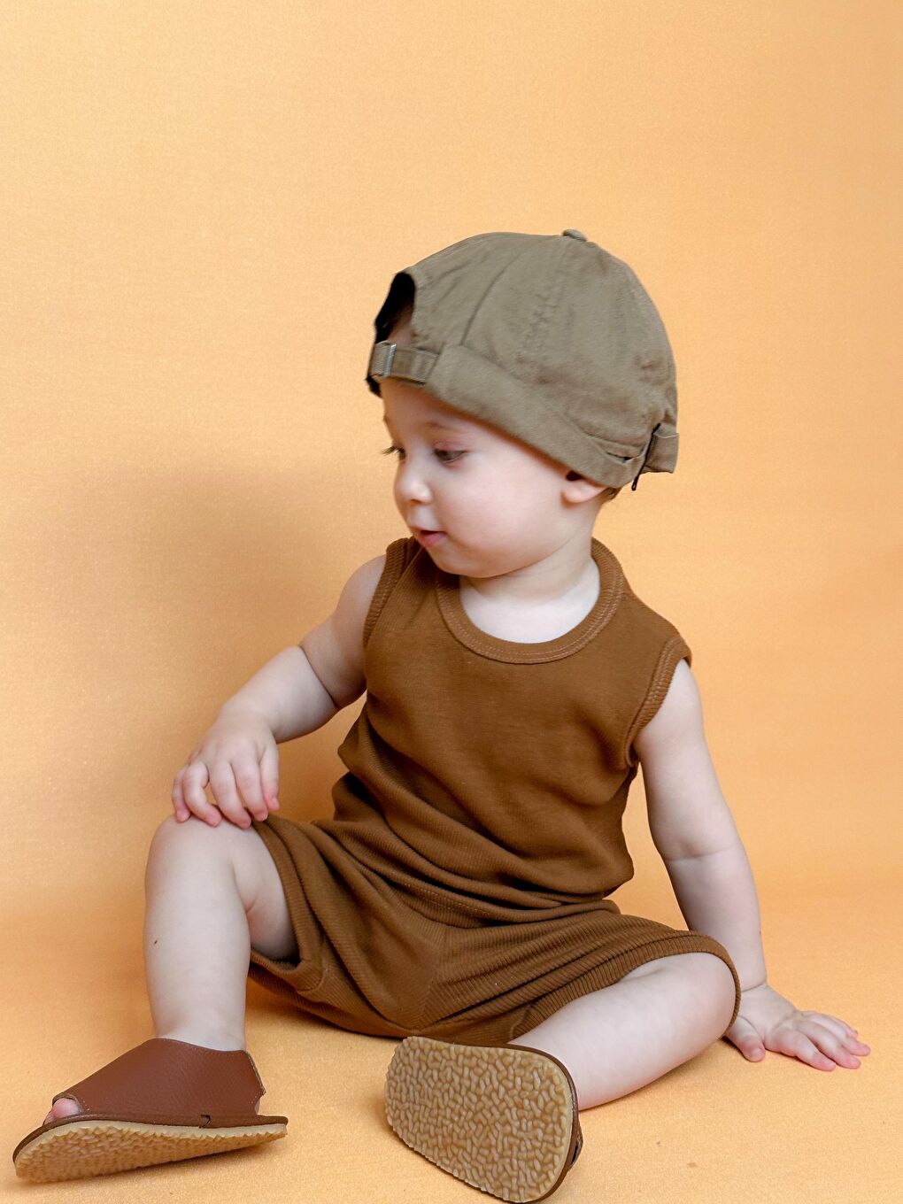 Kahverengi Sıfır Kol Şortlu Takım-5