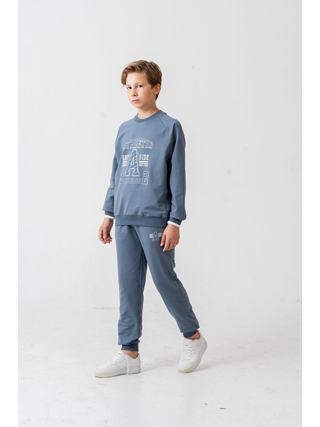 Gri Athletic Baskılı Erkek Çocuk Alt Üst Eşofman Takımı-1