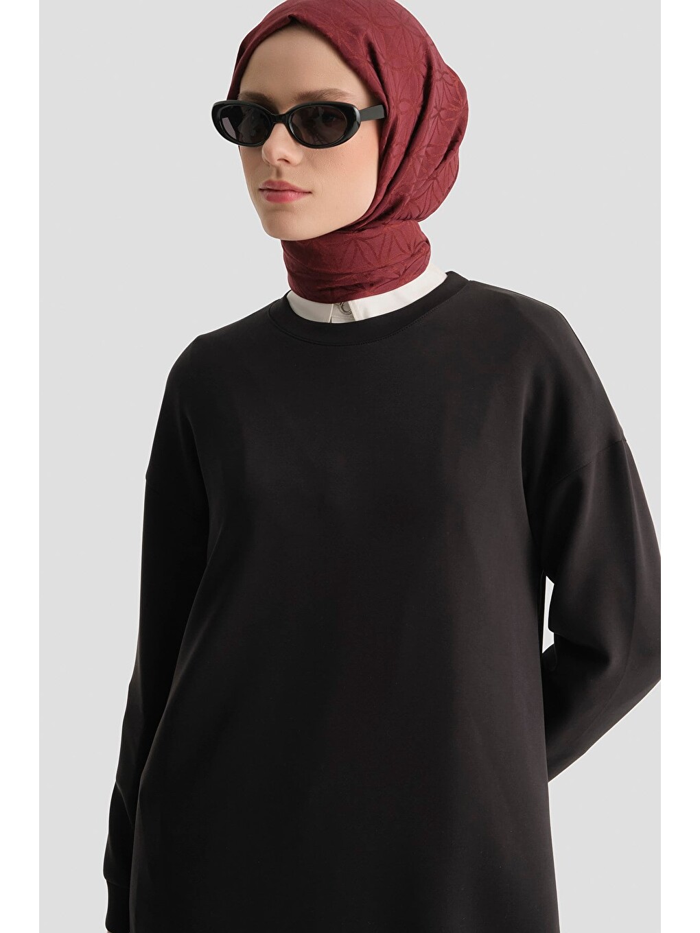 Modal Karışımlı Basic Tunik Siyah-3