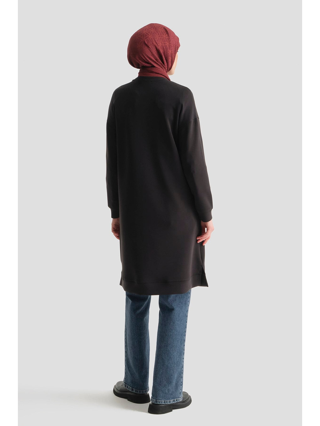 Modal Karışımlı Basic Tunik Siyah-4