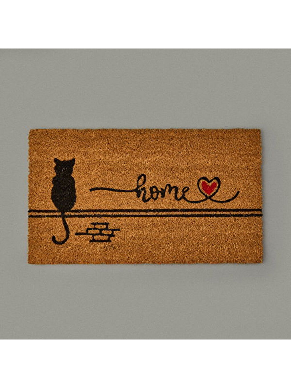 Duvardaki Kedi Kapı Önü Paspası - Bej - 35x60 cm-3