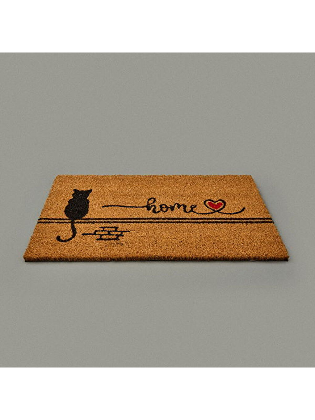 Duvardaki Kedi Kapı Önü Paspası - Bej - 35x60 cm-1