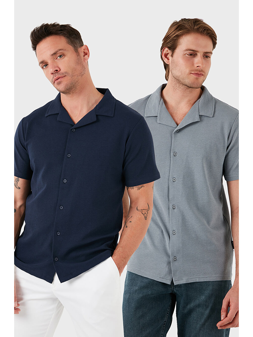 Mavi Pamuklu Regular Fit Kısa Kollu 2'li Paket Gömlek 5902640S2