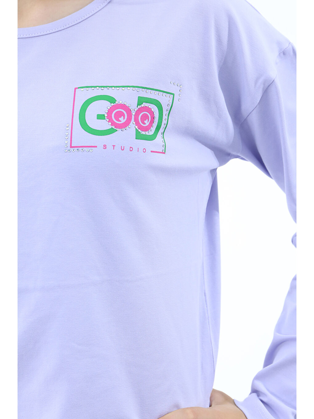 Lila Kız Çocuk Baskılı Tişört-1