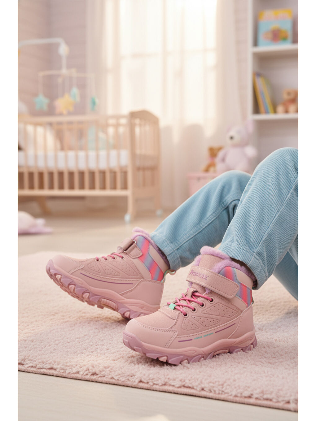 Pembe Kürklü Kaymaz Cırtlı Kız Çocuk Bot 2082 P-2