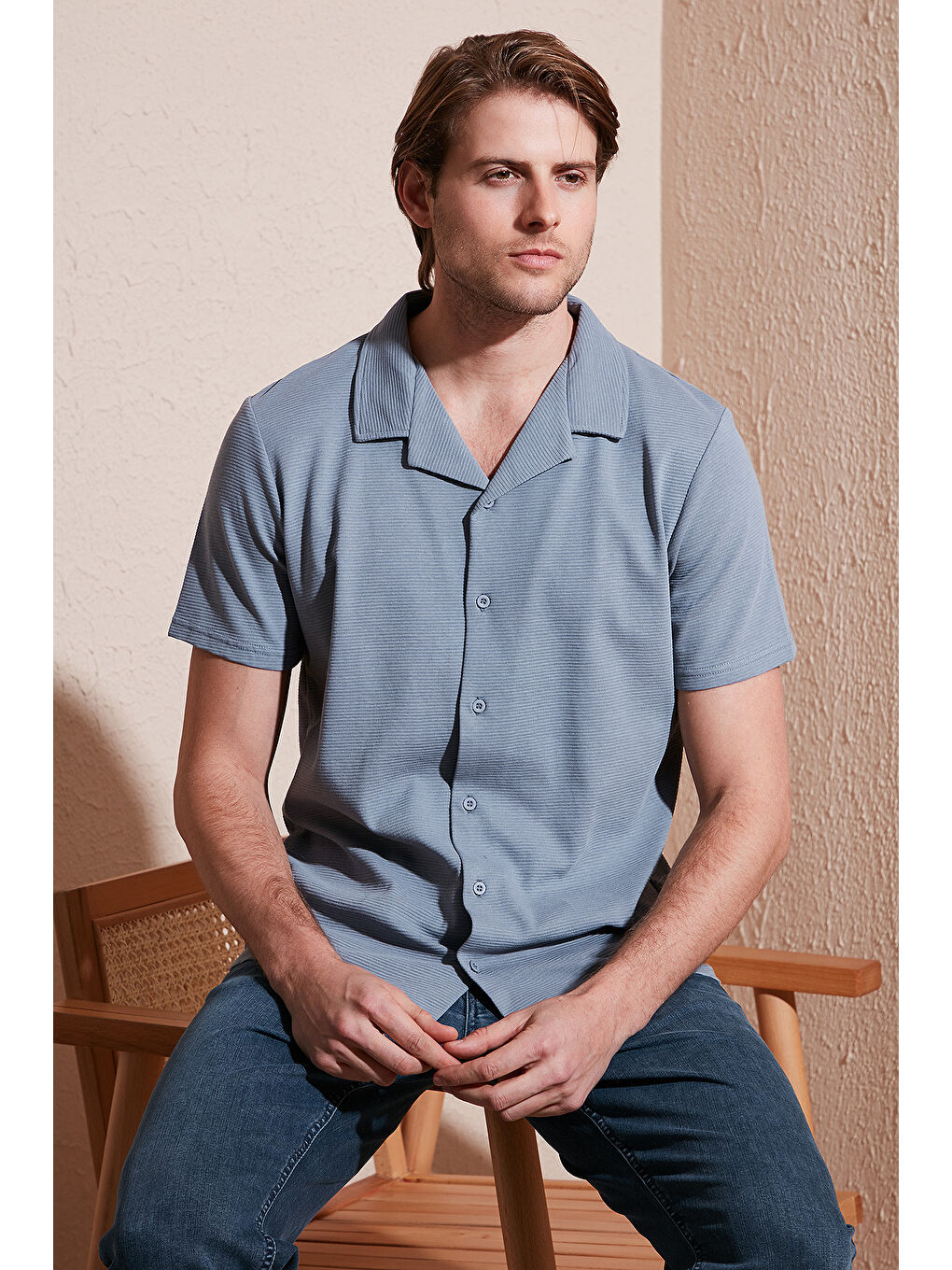 Mavi Pamuklu Regular Fit Kısa Kollu 2'li Paket Gömlek 5902640S2-3