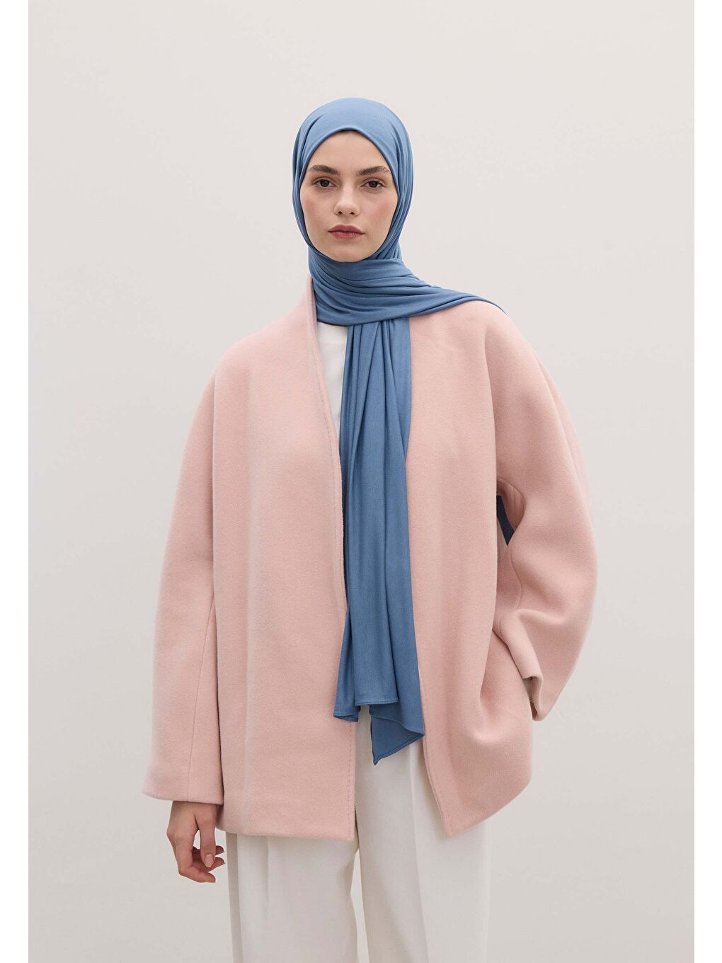 Bambu Penye Şal Gök Mavi-1