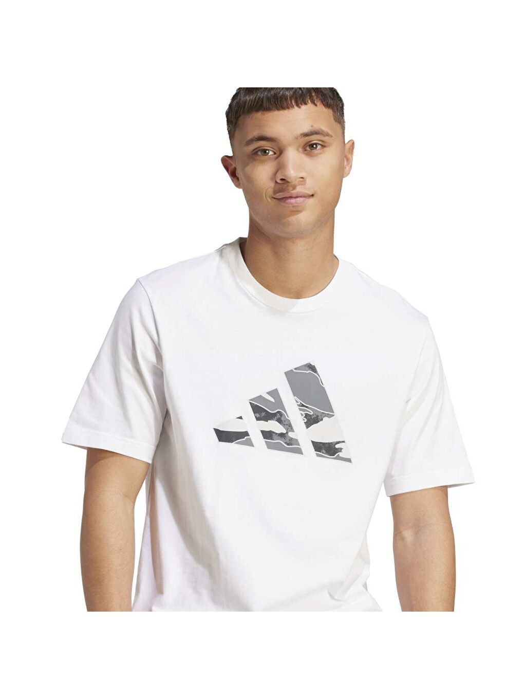 Camo Logo Erkek Beyaz Bisiklet Yaka Spor Tişört-4