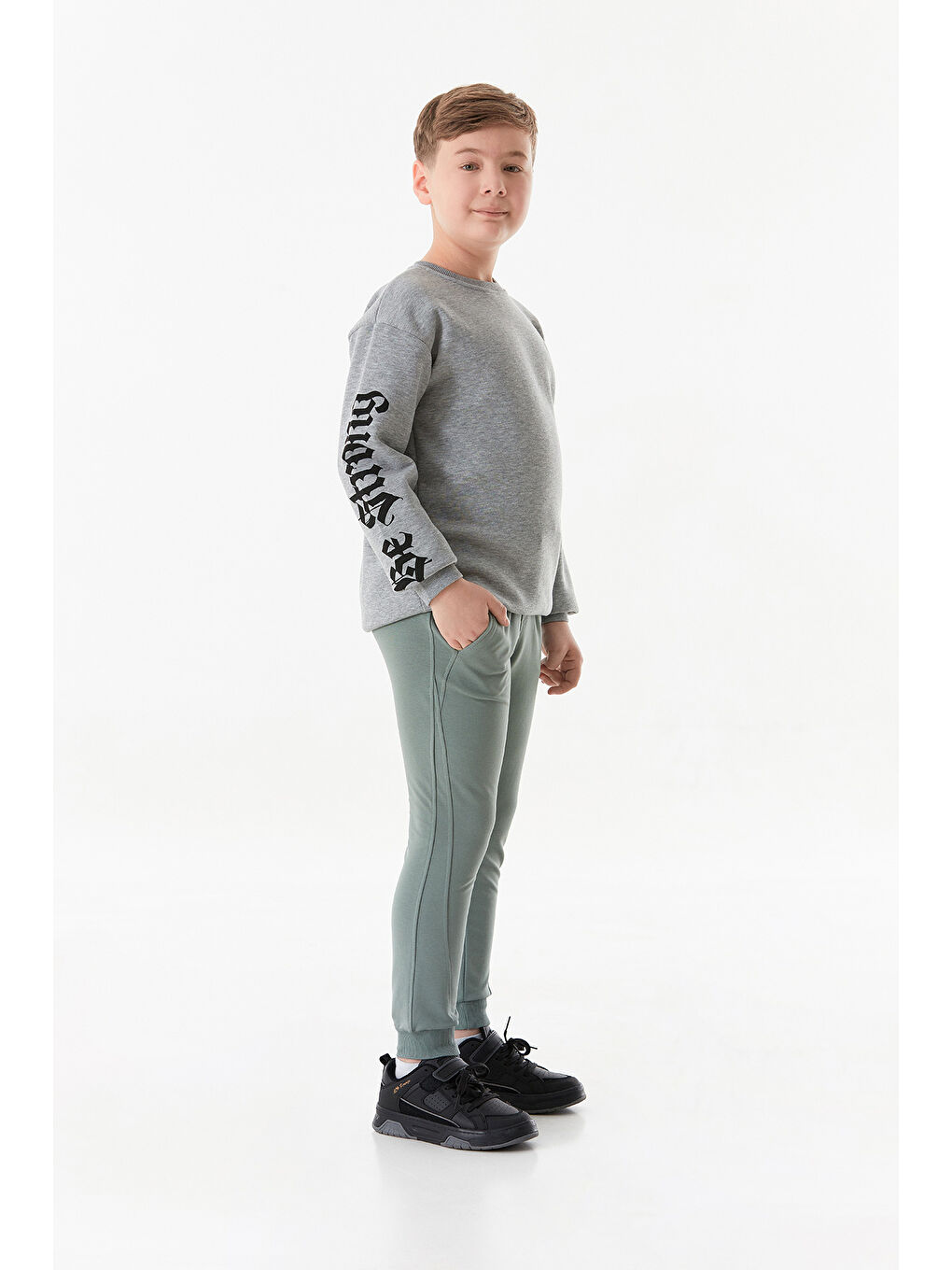 Turkuaz Hello Drew Armalı Jogger Unisex Çocuk Eşofman Altı-4