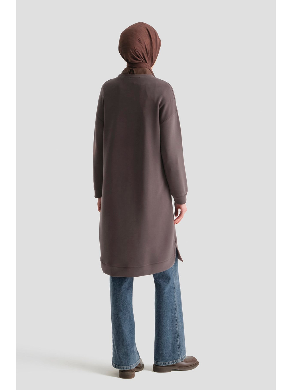 Kahverengi Modal Karışımlı Basic Tunik Acı Kahve-3