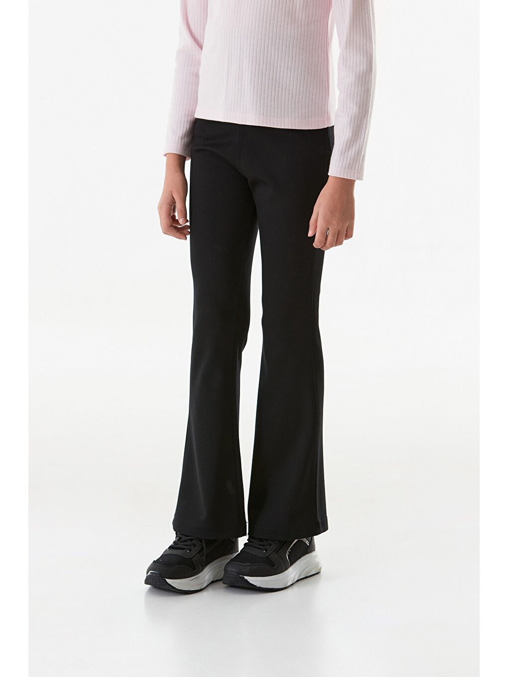 Siyah Çelik Kumaş Flare Kız Çocuk Tayt-3