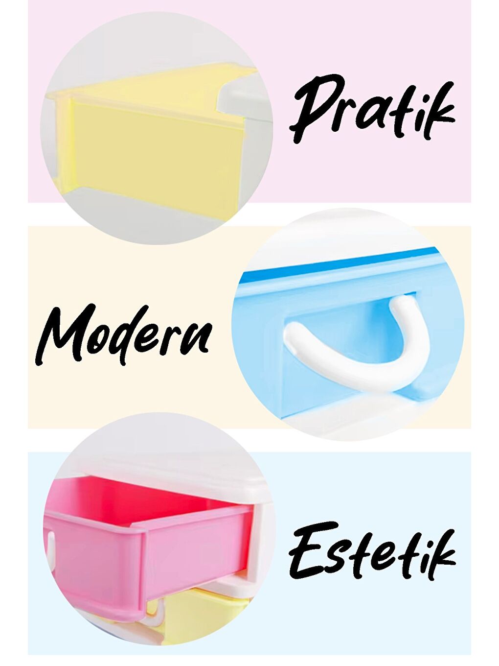 Karışık 3 Katlı Çekmeceli Masaüstü Organizer Mini Boy Ofis Düzenleyici Çekmece Aksesuar Takı Kutusu-3