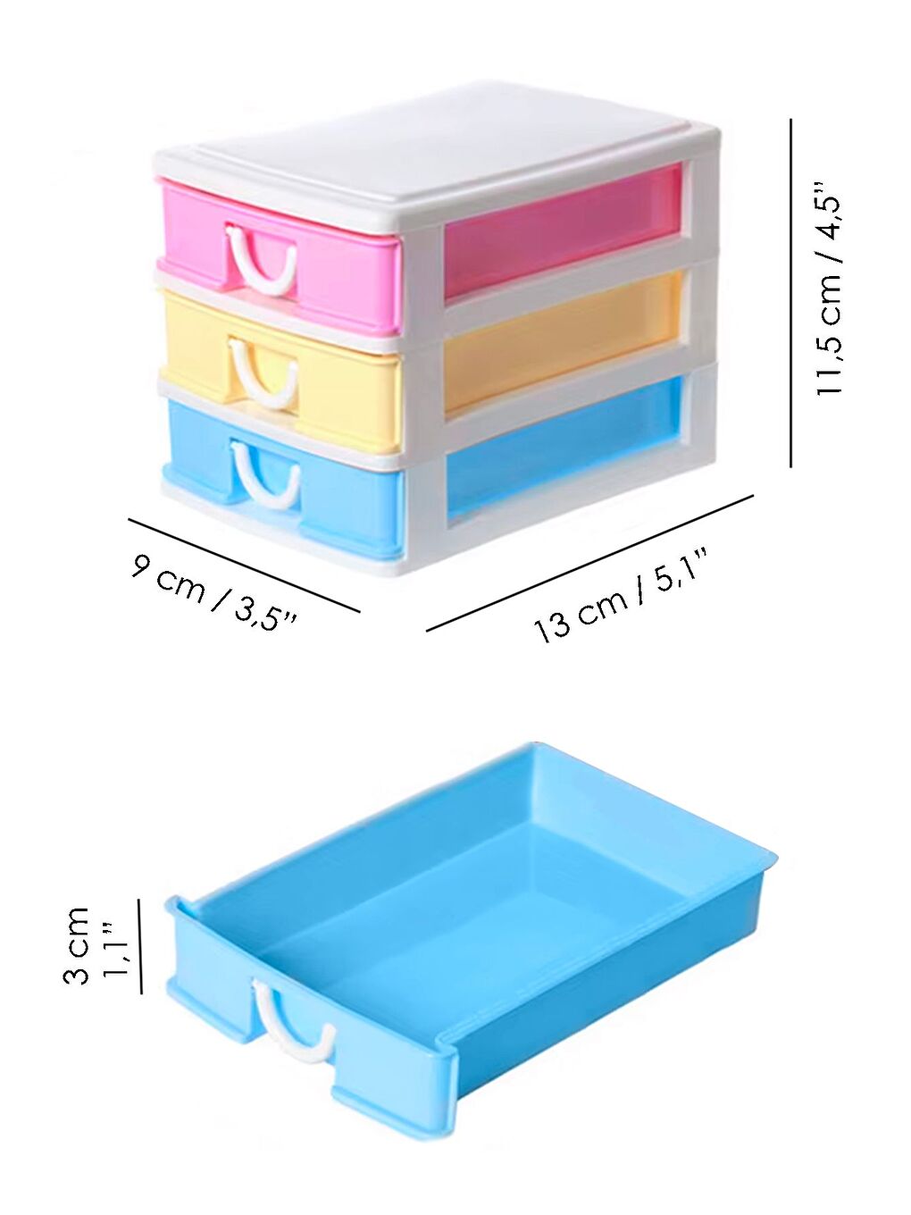 Karışık 3 Katlı Çekmeceli Masaüstü Organizer Mini Boy Ofis Düzenleyici Çekmece Aksesuar Takı Kutusu-4