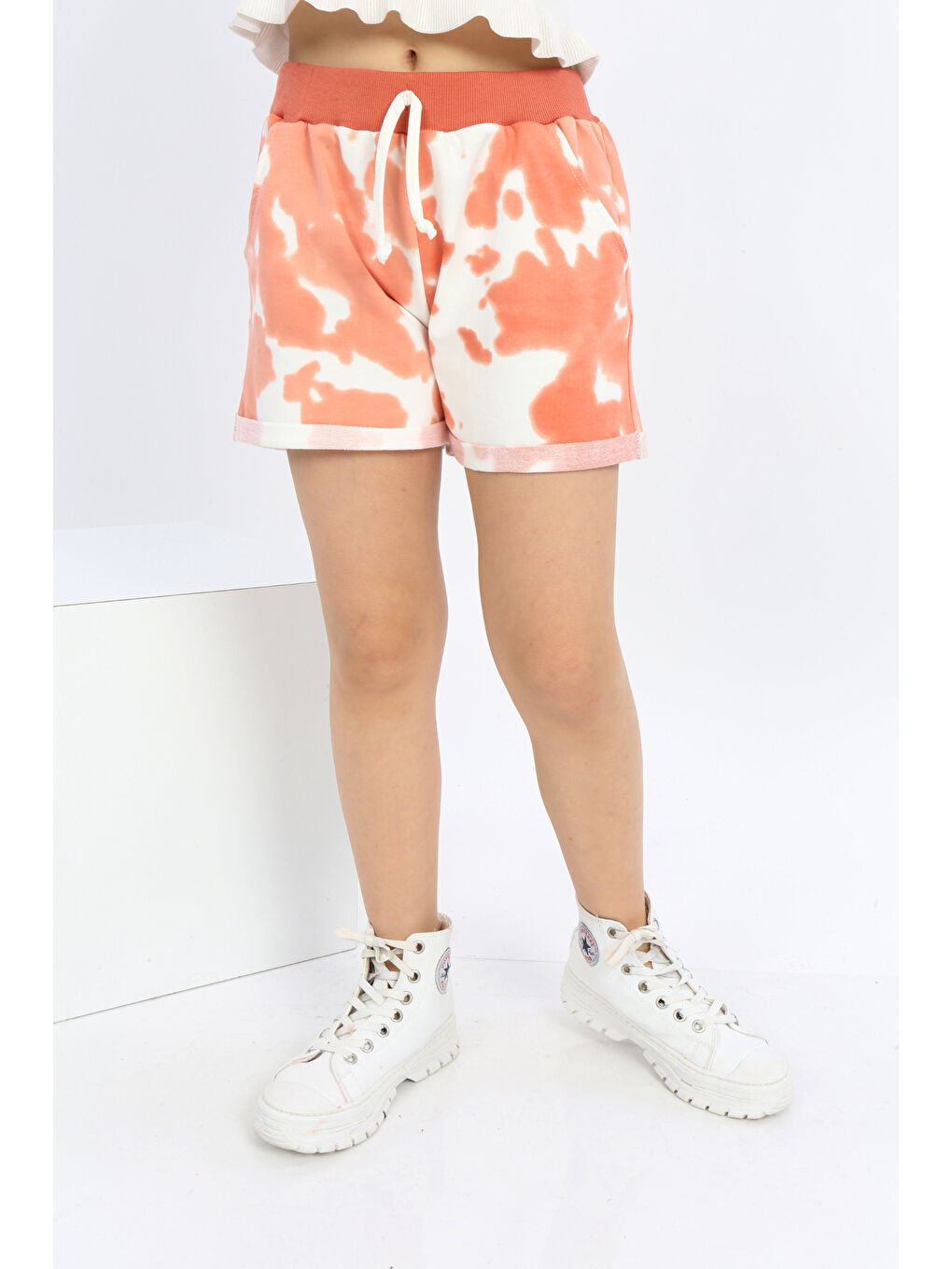 Kahverengi Kız Çocuk Batikli Şort-2