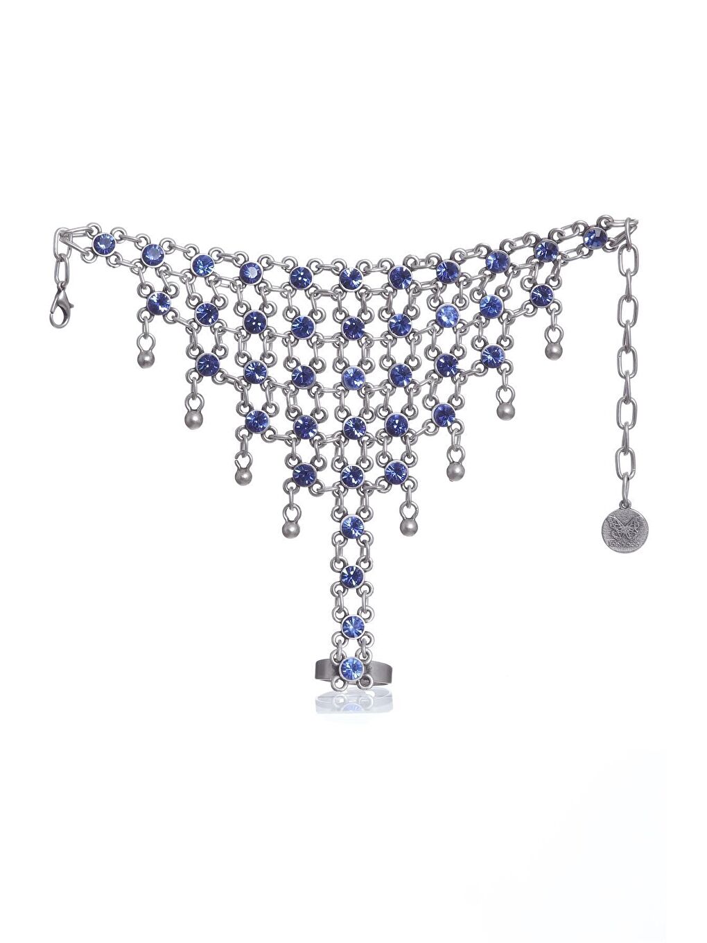 Gri Kadın Antik Gümüş Kaplama Renkli Taşlı Yüzüklü Şahmeran