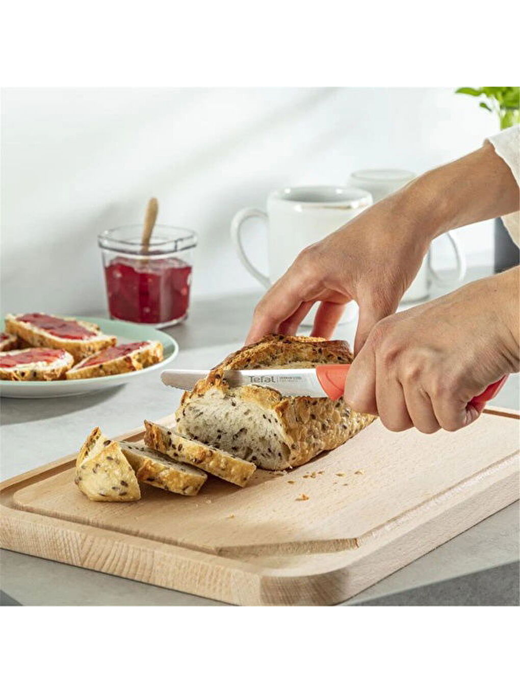 Tırtıklı Çok Amaçlı Bıçak - Kırmızı / Gri - 10 cm-1