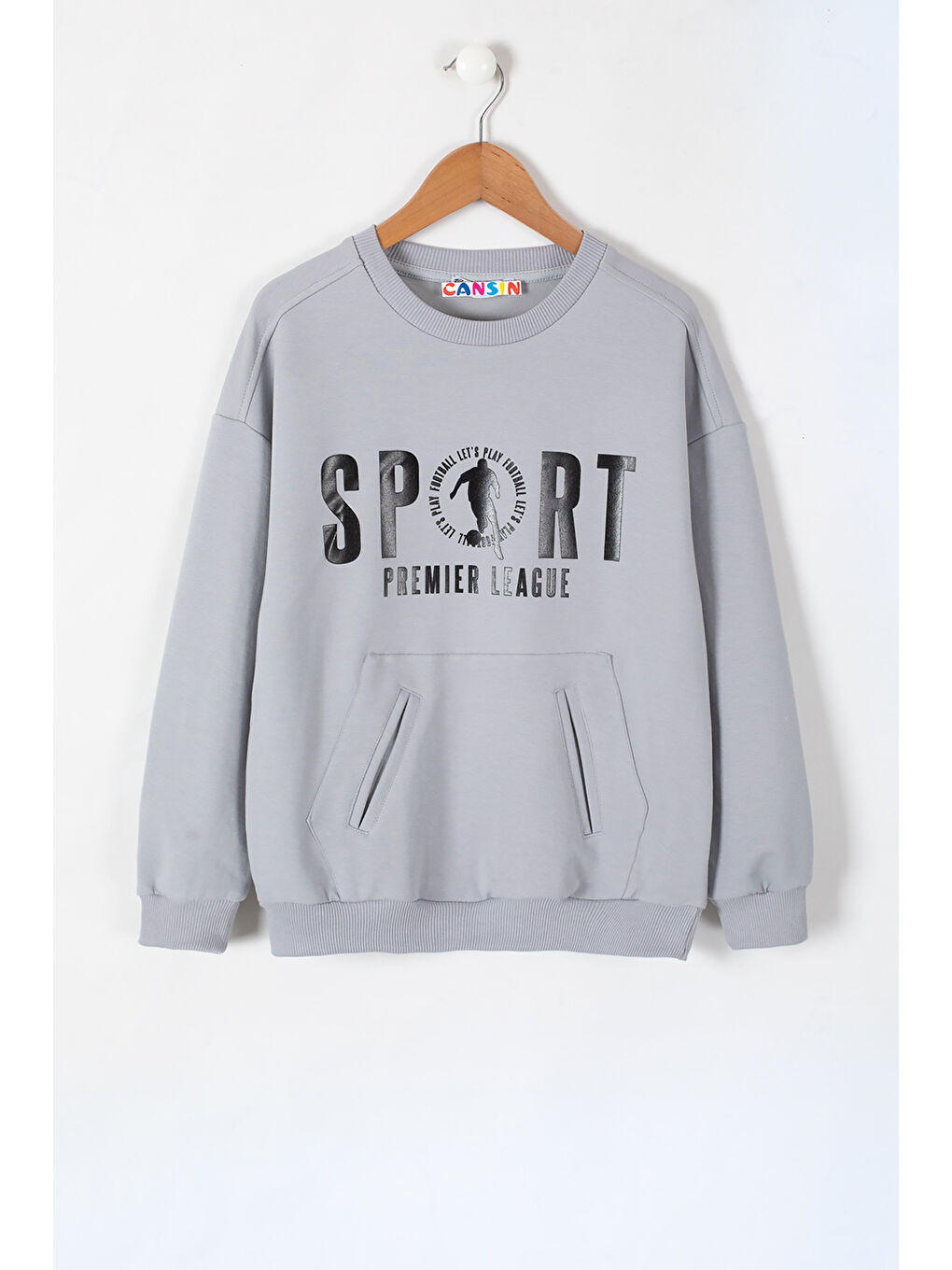 Cansın Mini Gri Sport Yazı Baskılı Bisiklet Yaka Erkek Çocuk Sweatshirt 19642