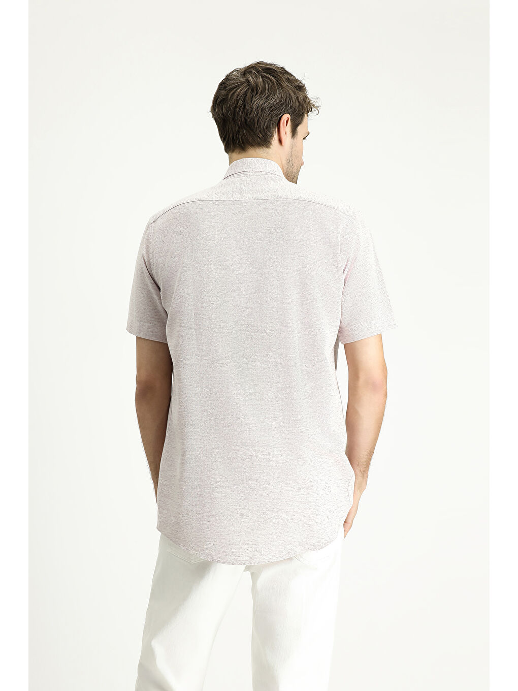 Mürdüm Kısa Kol Regular Fit Desenli Spor Pamuklu Gömlek-3