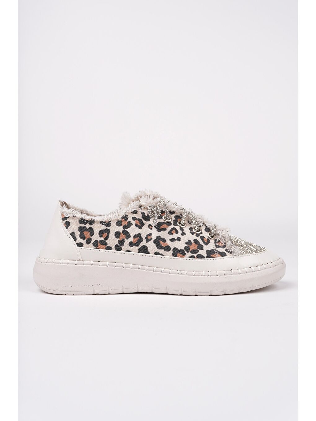 Sarı DAMSEL Bağcıklı Taşlı Kadın Günlük Denim Sneaker Spor Ayakkabı-2