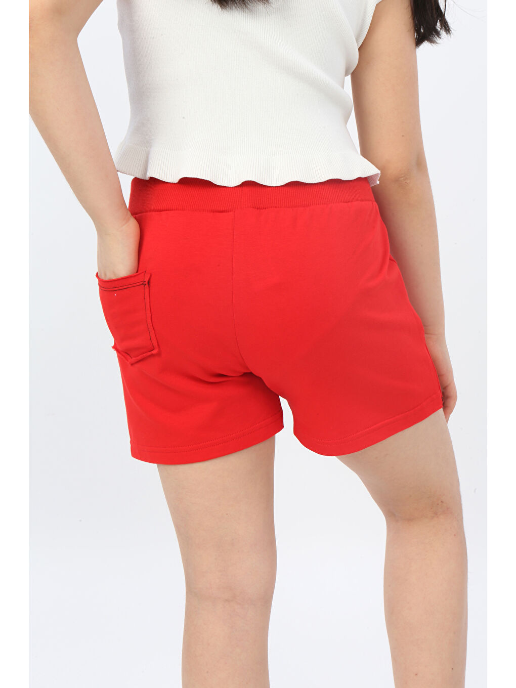 Kırmızı Kız Çocuk Mood It S A Good Nakışlı Şort-5