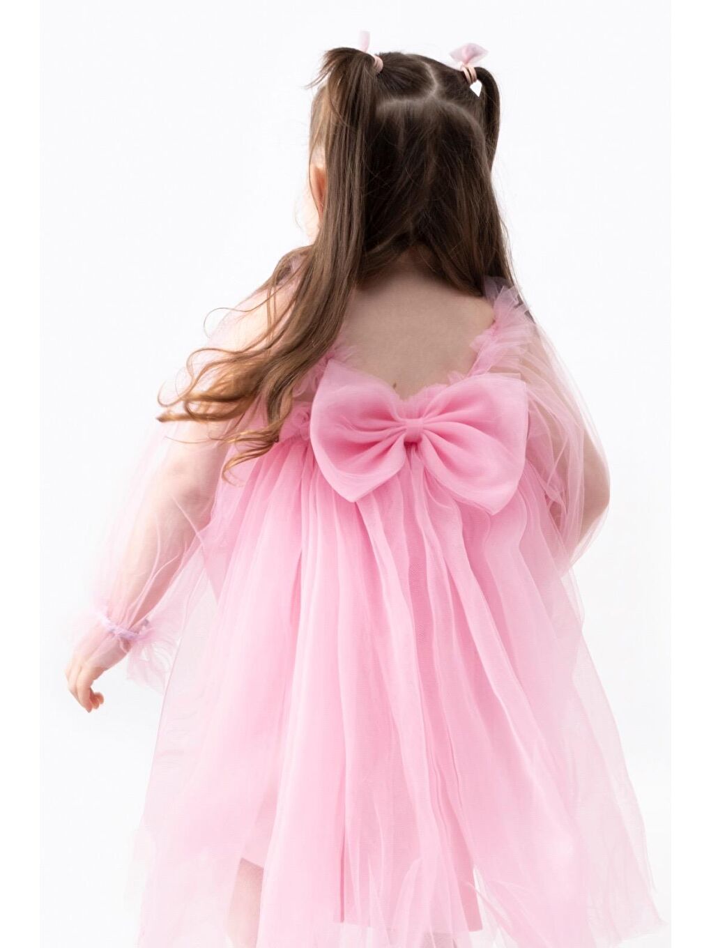 Pembe Tül Kız Çocuk Elbise   Özel Ve Doğum Günü Elbisesi-1