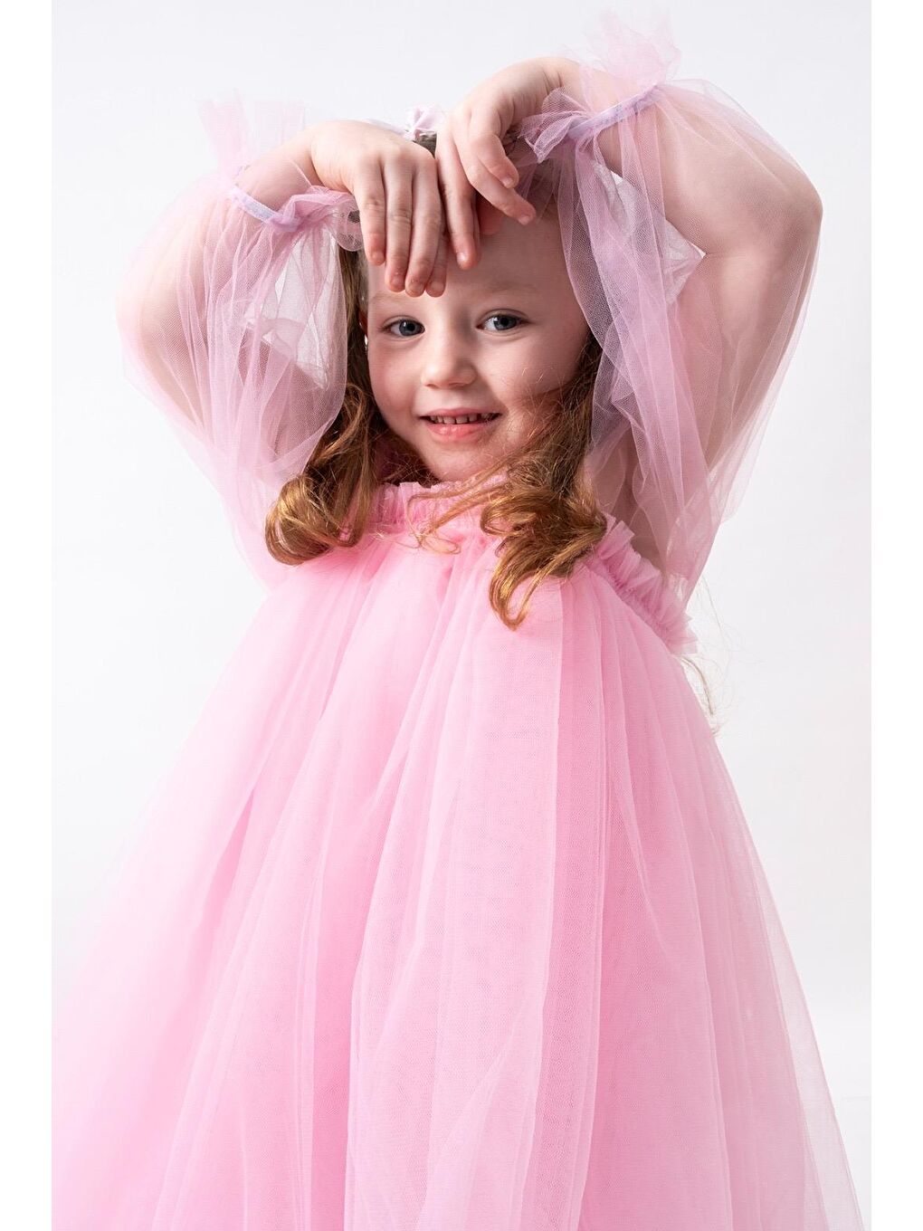Pembe Tül Kız Çocuk Elbise   Özel Ve Doğum Günü Elbisesi-3