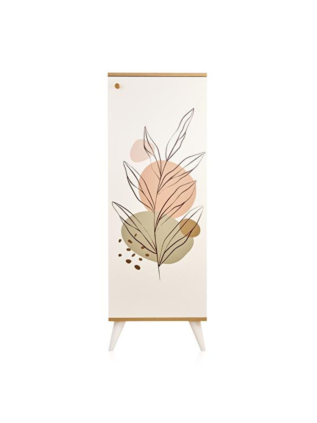 Kahverengi Modern Baskılı Çok Amaçlı Dolap - Beyaz / Safir Meşe - 136 cm