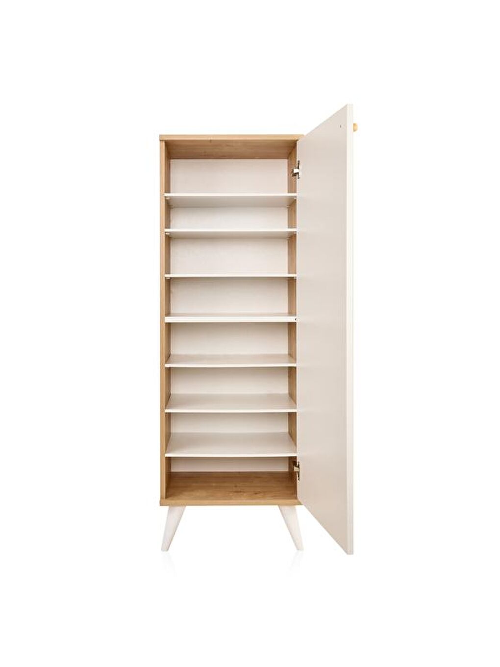 Kahverengi Modern Baskılı Çok Amaçlı Dolap - Beyaz / Safir Meşe - 136 cm-5