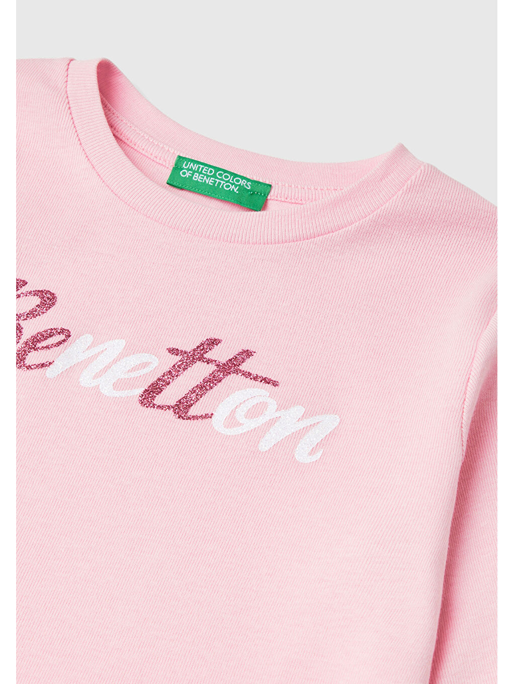 United Colors Of Benetton Kız Çocuk Açık Pembe Önü Su Bazlı Logo Baskılı Sweatshirt - 1