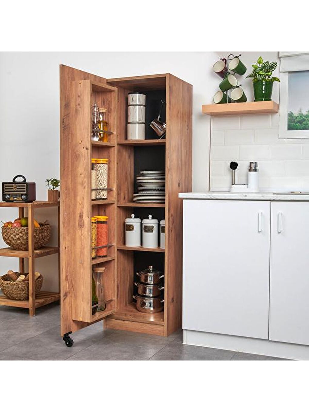 Kahverengi Tek Kapaklı Boy Kiler Dolabı - Atlantik Çam