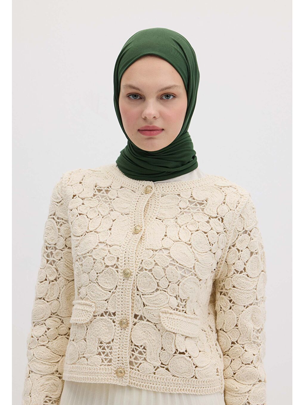 Bej Bambu Penye Şal Zümrüt-2
