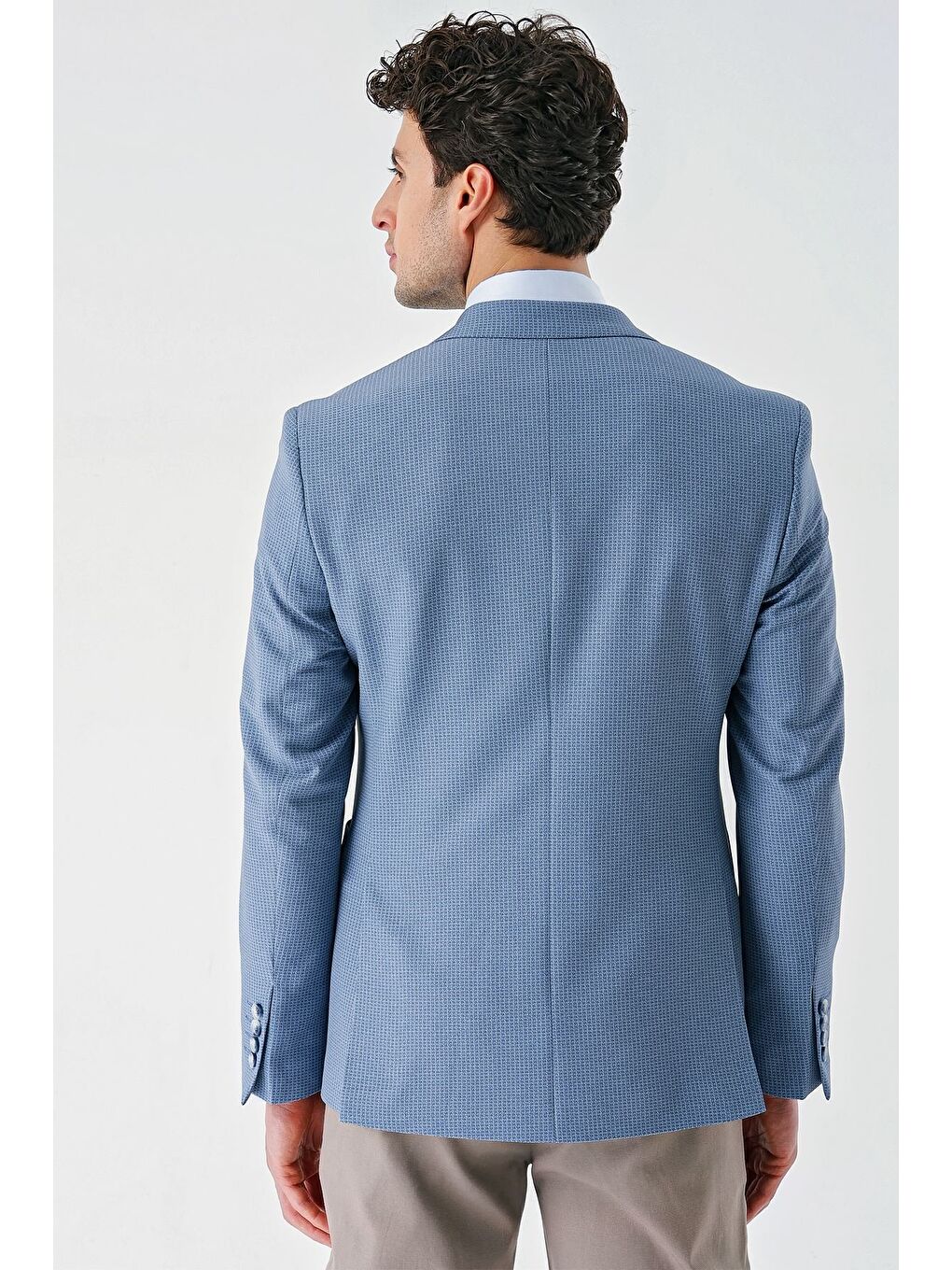 Koyu Mavi Örme Mono Yaka Çift Yırtmaç Elastanlı 6 Drop Slim Fit Dar Kesim Klasik Ceket 1002240138-1