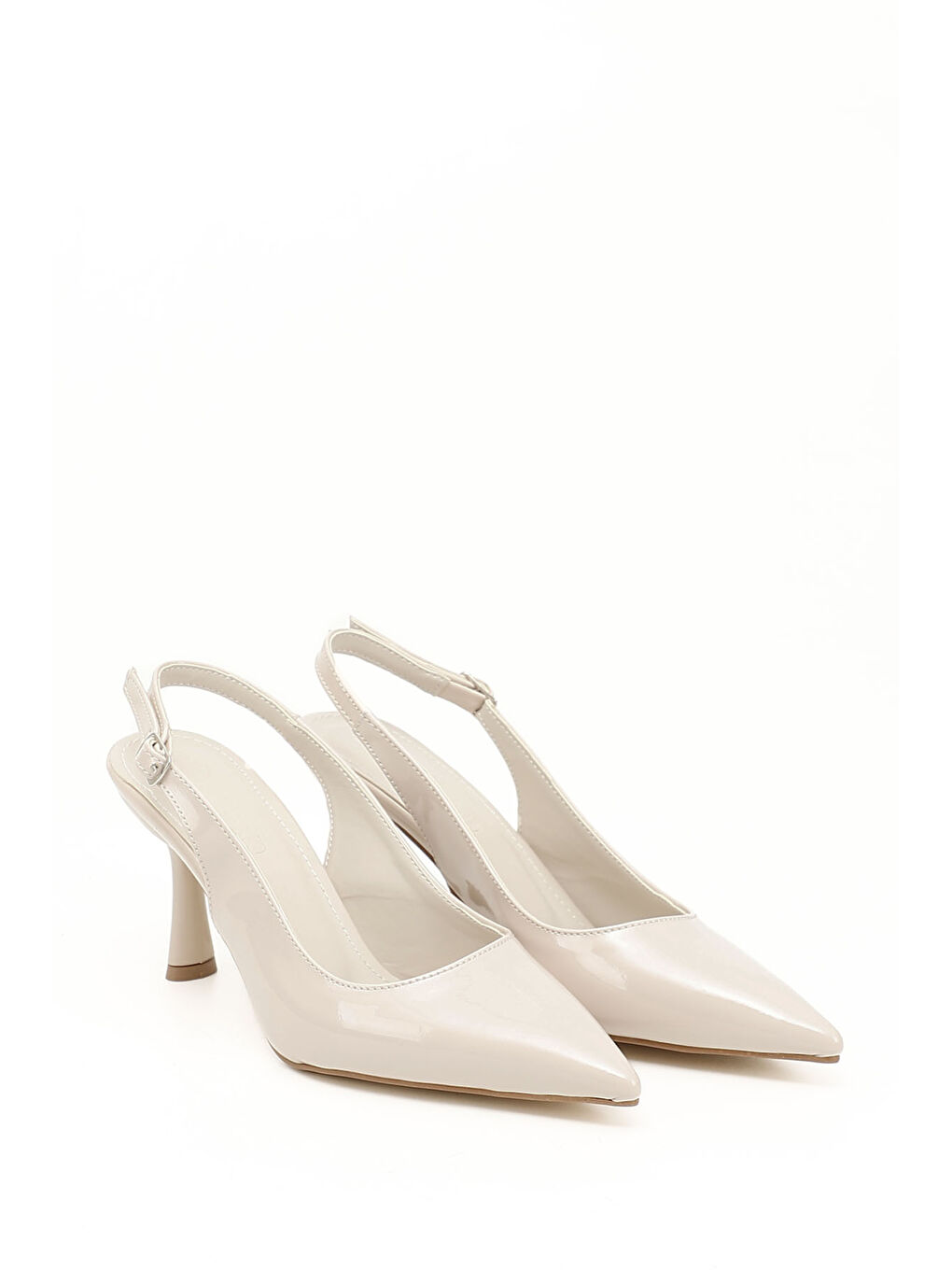 Bej Kadın TEN Sivri Burun Kadeh Ökçe Arkası Açık Ayakkabı-1