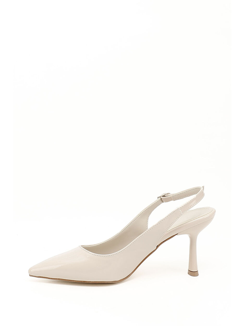 Bej Kadın TEN Sivri Burun Kadeh Ökçe Arkası Açık Ayakkabı-2