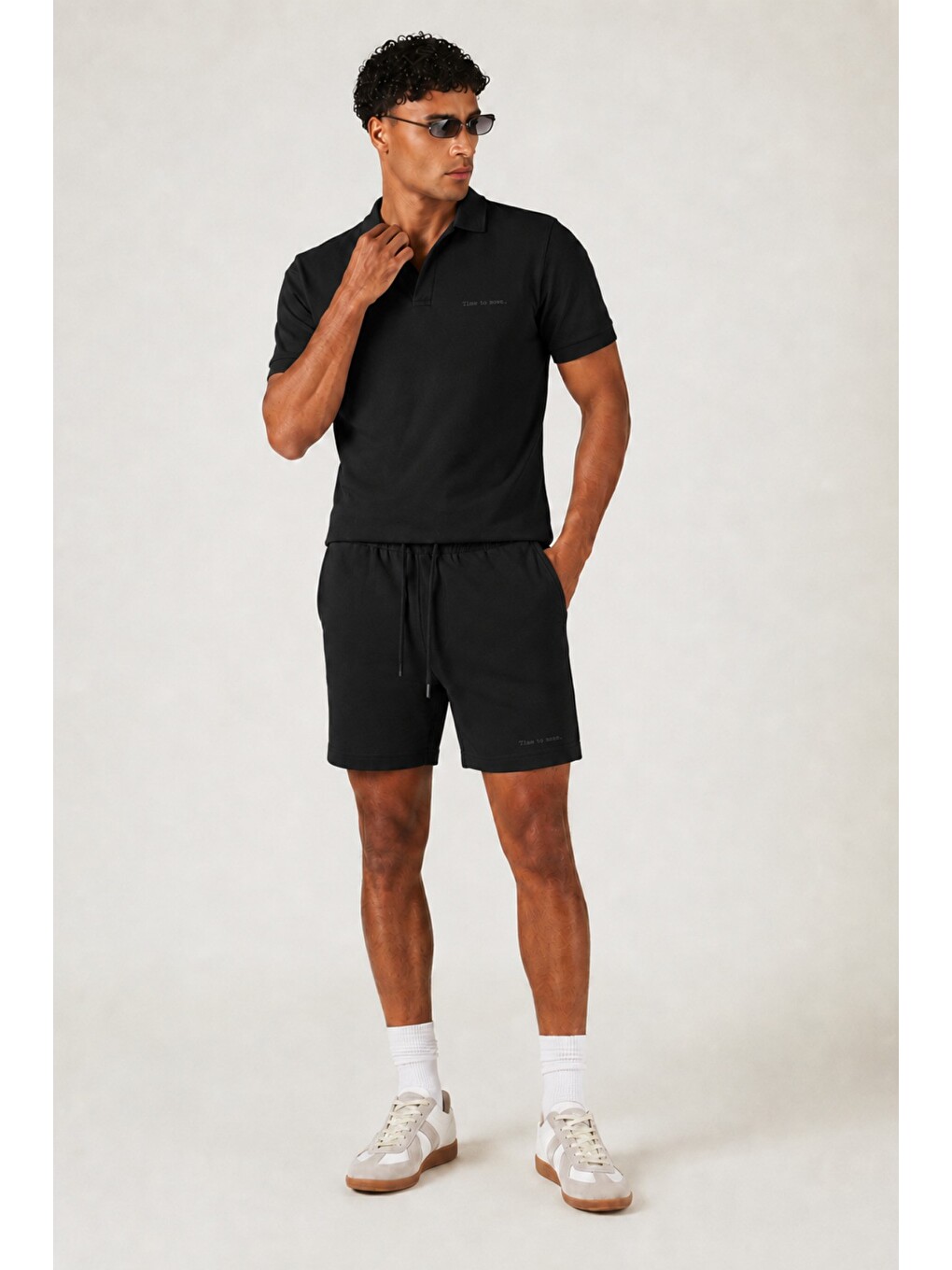Siyah Erkek %100 Pamuk Polo Yaka Tişört Ve Şort Takım – Slim Fit Yazlık 2'li Kombin-1